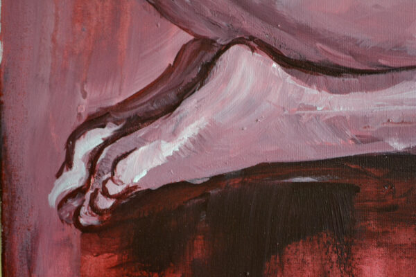 Curled Nude Painting – Red Acrylic on Canvas (20x24 in / 50x60 cm)