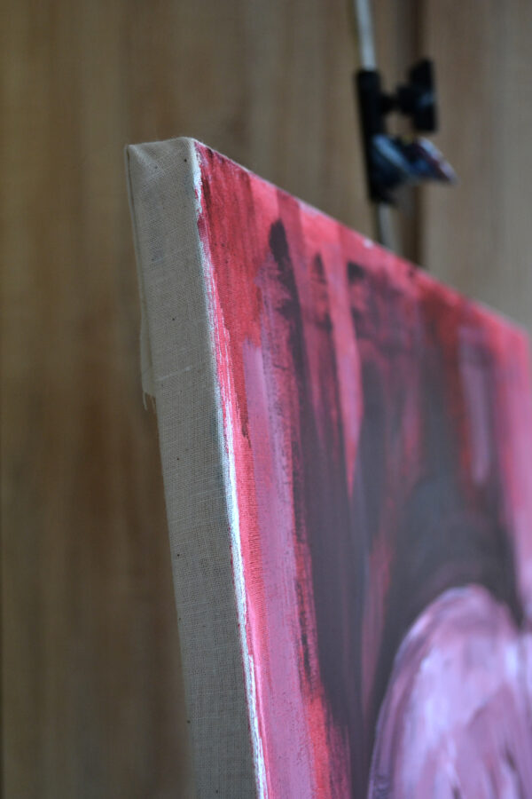 Curled Nude Painting – Red Acrylic on Canvas (20x24 in / 50x60 cm)