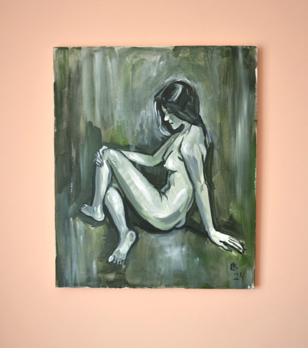 Female Nude Original Painting – Acrylic on Canvas (20x24 in / 50x60 cm)