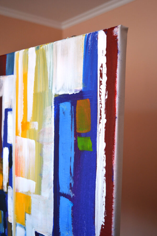 Colorful Abstract Cityscape Painting – Acrylic on Canvas (31x39 in)