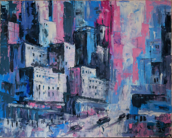 Original Abstract Cityscape Painting – Urban Acrylic Art