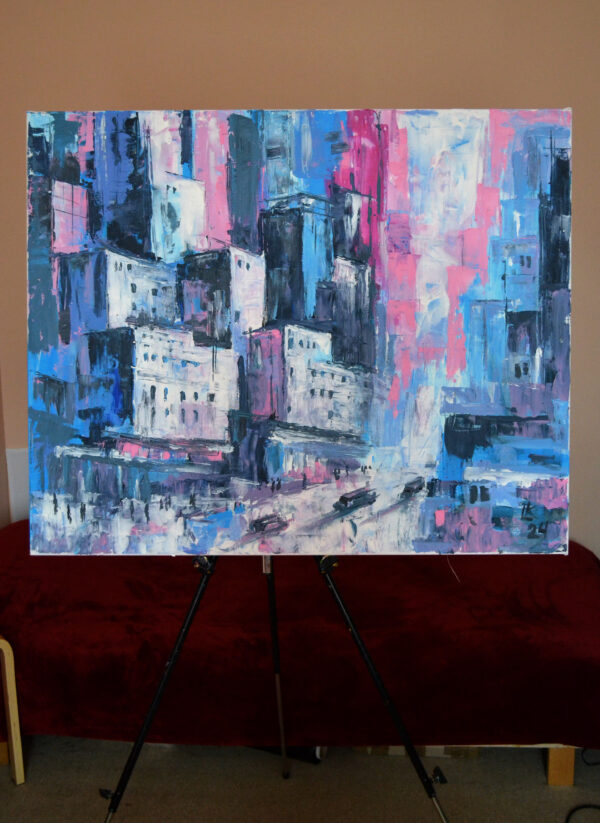 Original Abstract Cityscape Painting – Urban Acrylic Art