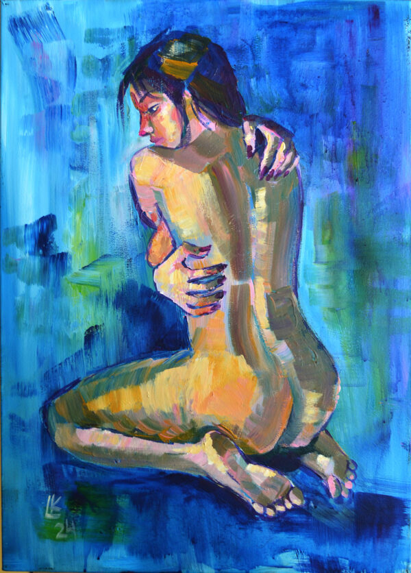 Modern Woman Figure Painting – Acrylic on Canvas (28x20 in / 70x50 cm)