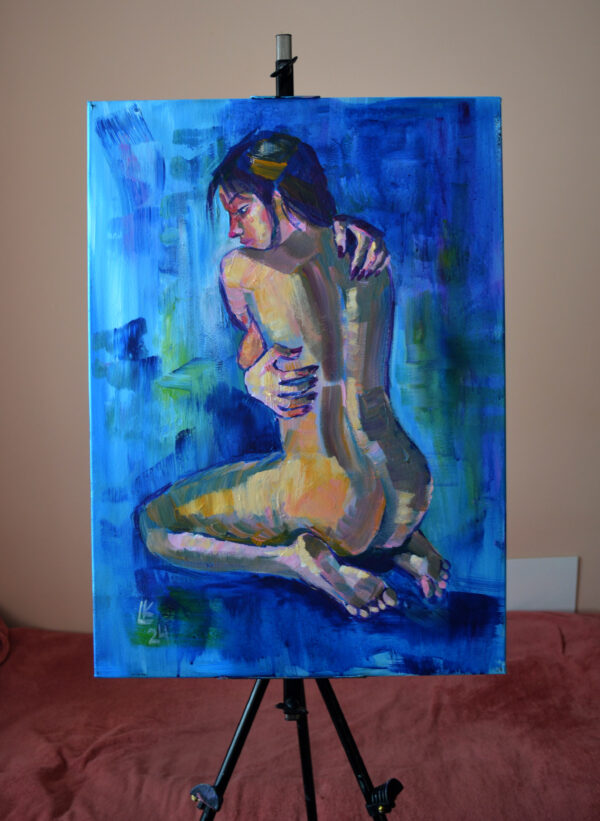 Modern Woman Figure Painting – Acrylic on Canvas (28x20 in / 70x50 cm)