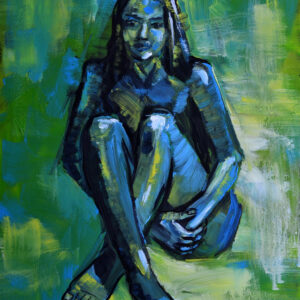 Contemporary Female Nude Painting – Acrylic on Canvas (28x20 in / 70x50 cm)