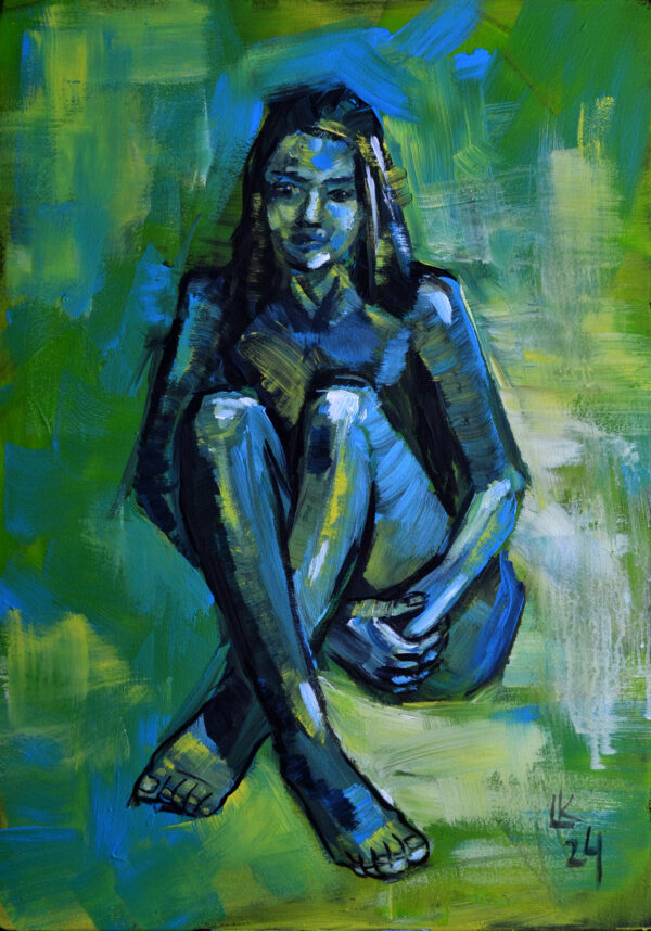 Contemporary Female Nude Painting – Acrylic on Canvas (28x20 in / 70x50 cm)