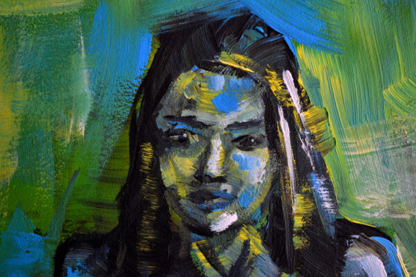 Contemporary Female Nude Painting – Acrylic on Canvas (28x20 in / 70x50 cm)