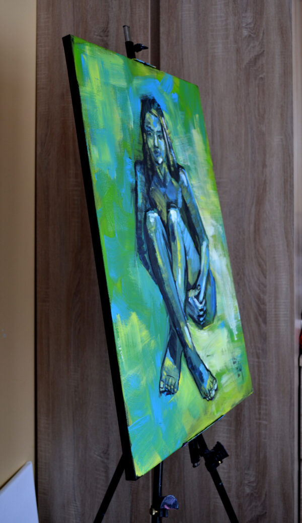 Contemporary Female Nude Painting – Acrylic on Canvas (28x20 in / 70x50 cm)